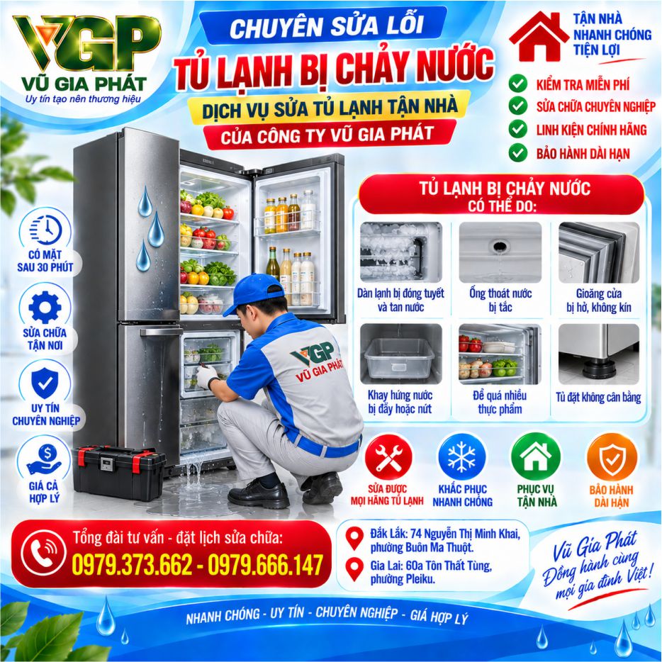 Dịch vụ sửa tủ lạnh bị chảy nước ở Buôn Ma Thuột