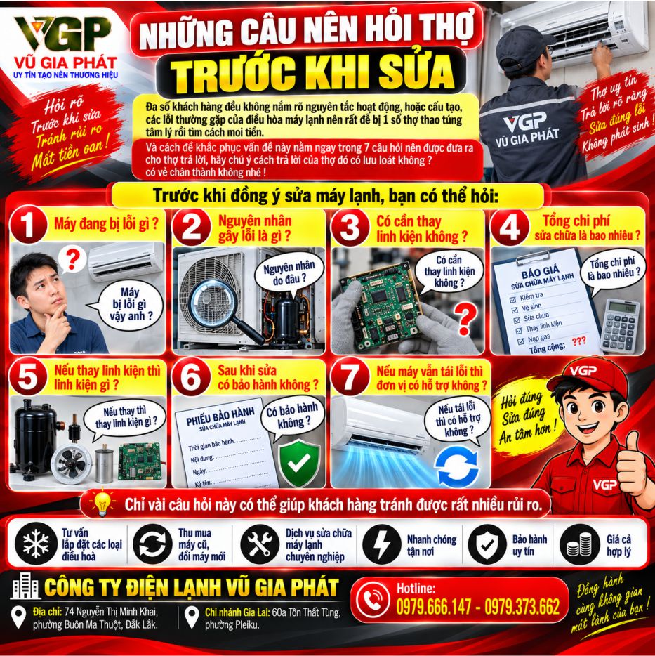 Những câu nên hỏi thợ trước khi tiến hành sửa máy lạnh