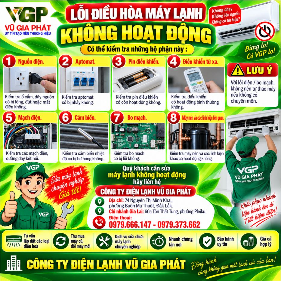 Sửa lỗi điều hòa máy lạnh không hoạt động ở Đắk Lắk