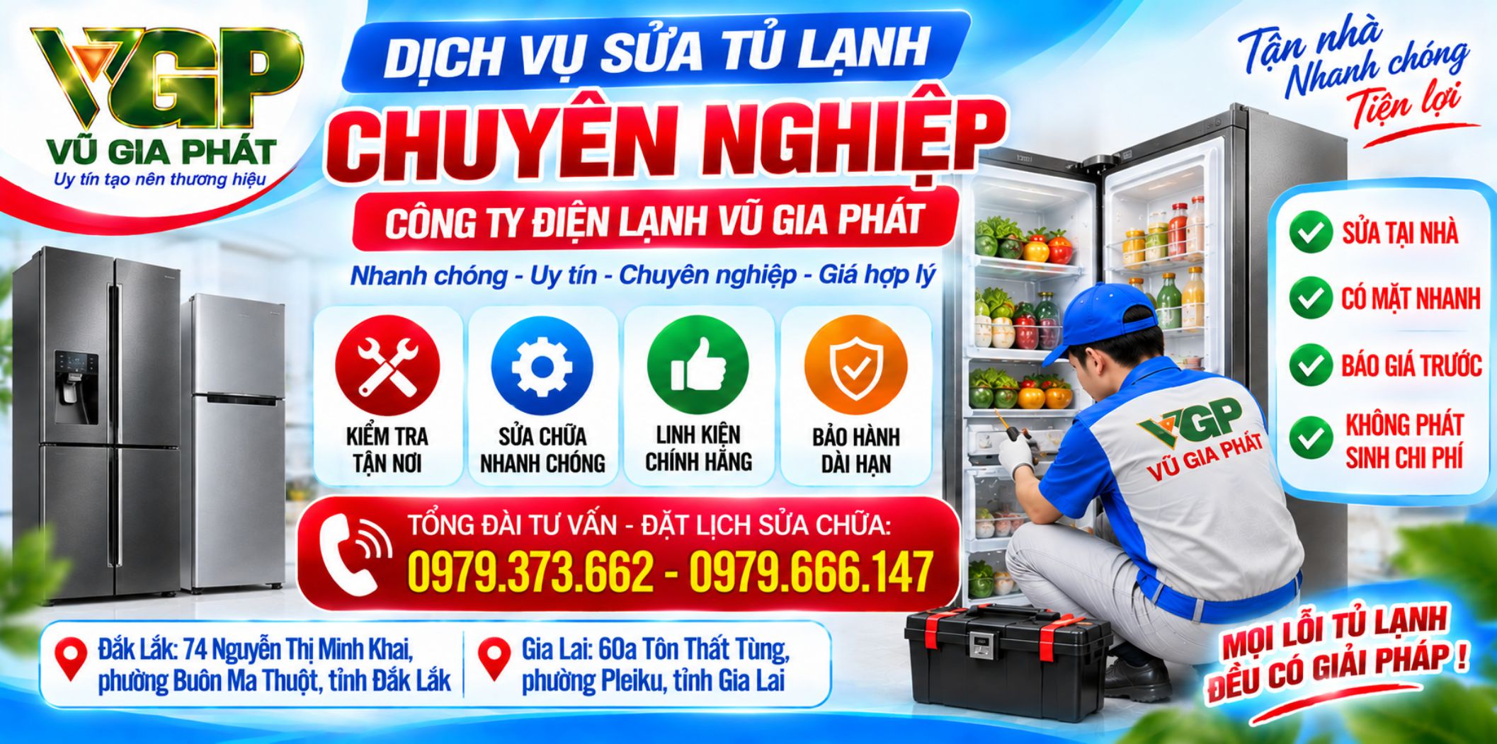 Sửa tủ lạnh chuyên nghiệp ở Đắk Lắk