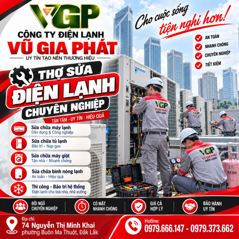 Cung cấp thợ sửa điện lạnh chuyên nghiệp ở Buôn Ma Thuột