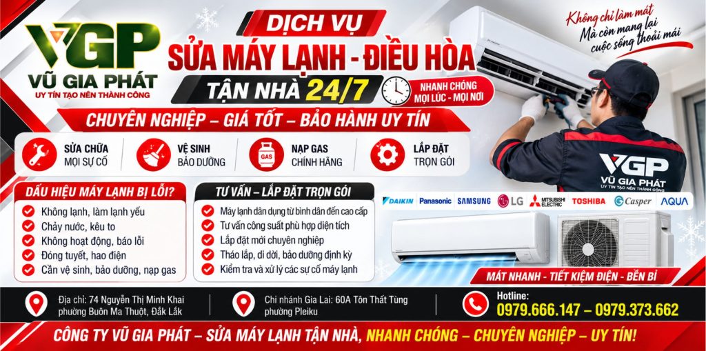 Dịch vụ Sửa điều hoà máy lạnh ở Buôn Ma Thuột Đắk Lắk