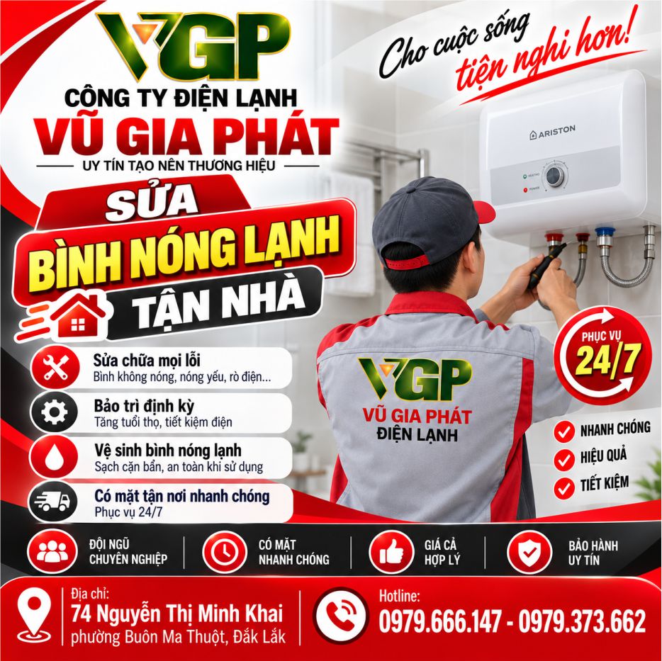 Dịch vụ sửa bình nóng lạnh tận nhà ở Đắk Lắk