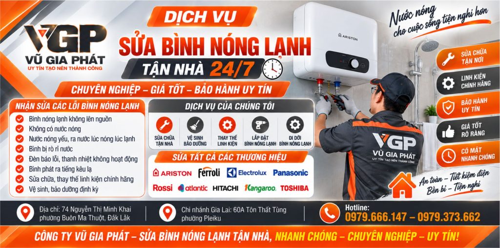 Dịch vụ sửa chữa bình nóng lạnh ở Buôn Ma Thuột Đắk Lắk